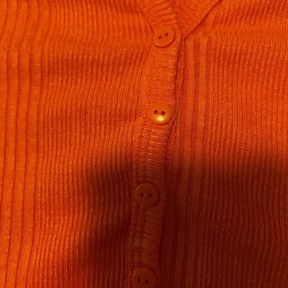 Zara bright orange V-neck ribbed cropped cardigan NWT - Picture 7 of 9
